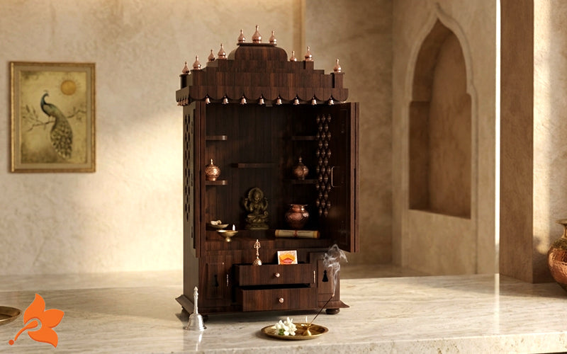 Welcome Festive Blessings with Handcrafted Wooden Pooja Mandapams