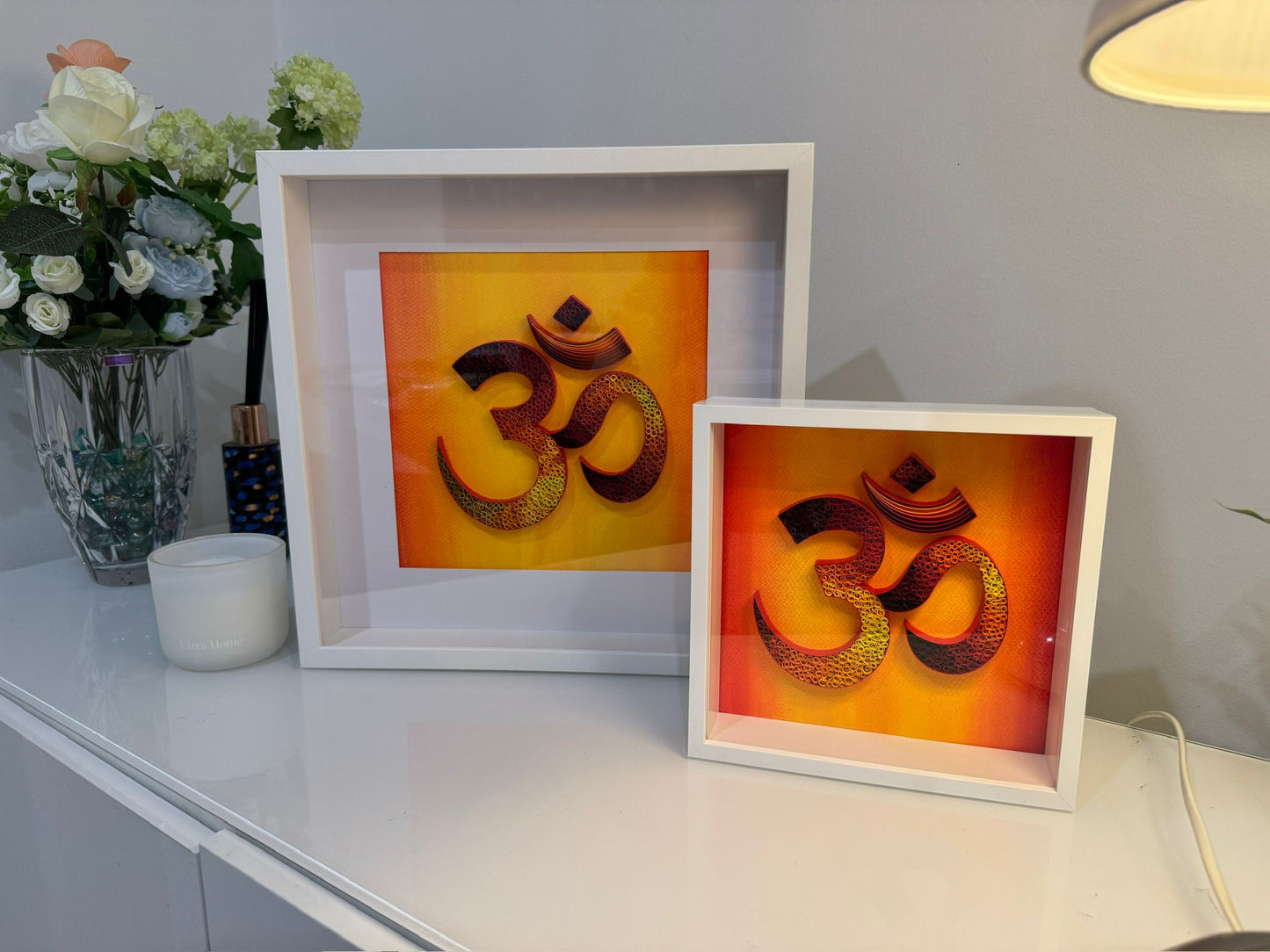 Handcrafted OM Wall Art – Framed Paper Quilling Spiritual Decor